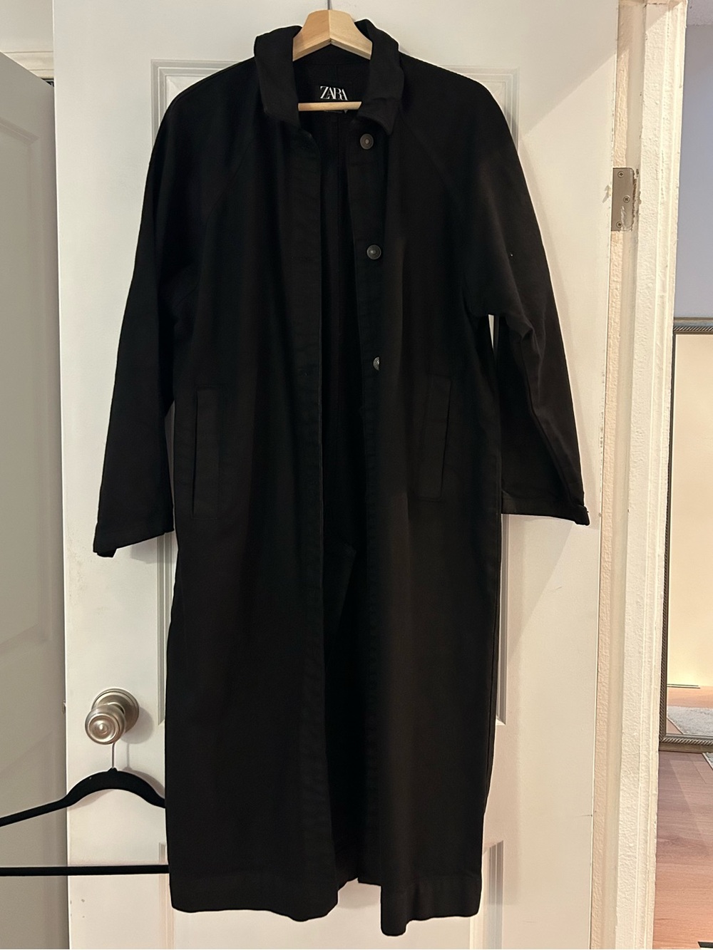 Zara Black Coated Denim Trench - Picture 3 of 4